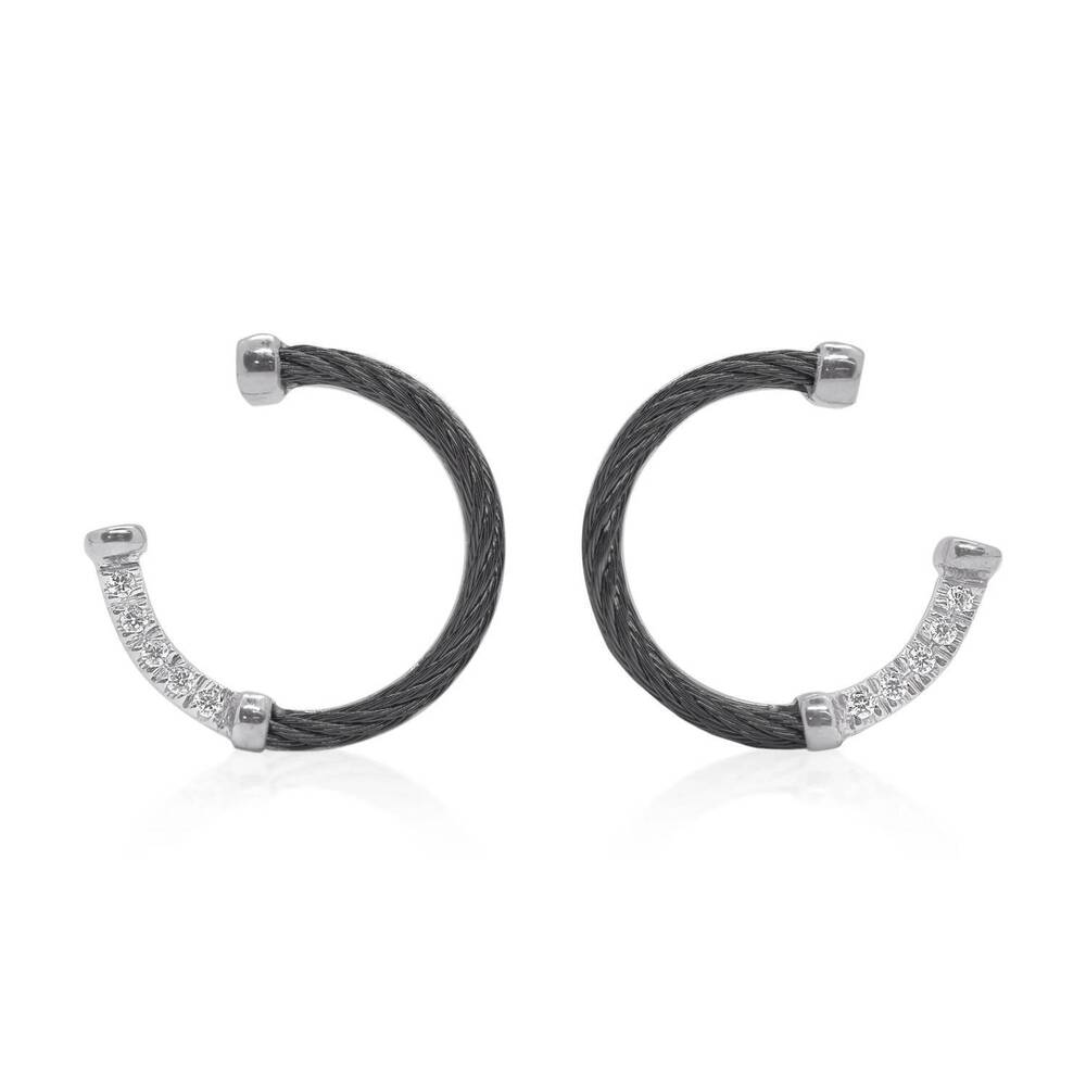 NEW ALOR women's 3/4 circle earrings in black